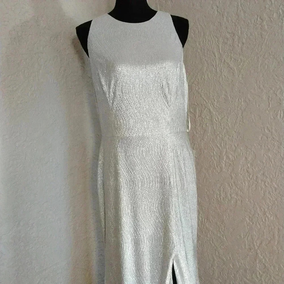 Dessy collection Soho Metallic Column Gown nwot size 12 Regular - Picture 7 of 17